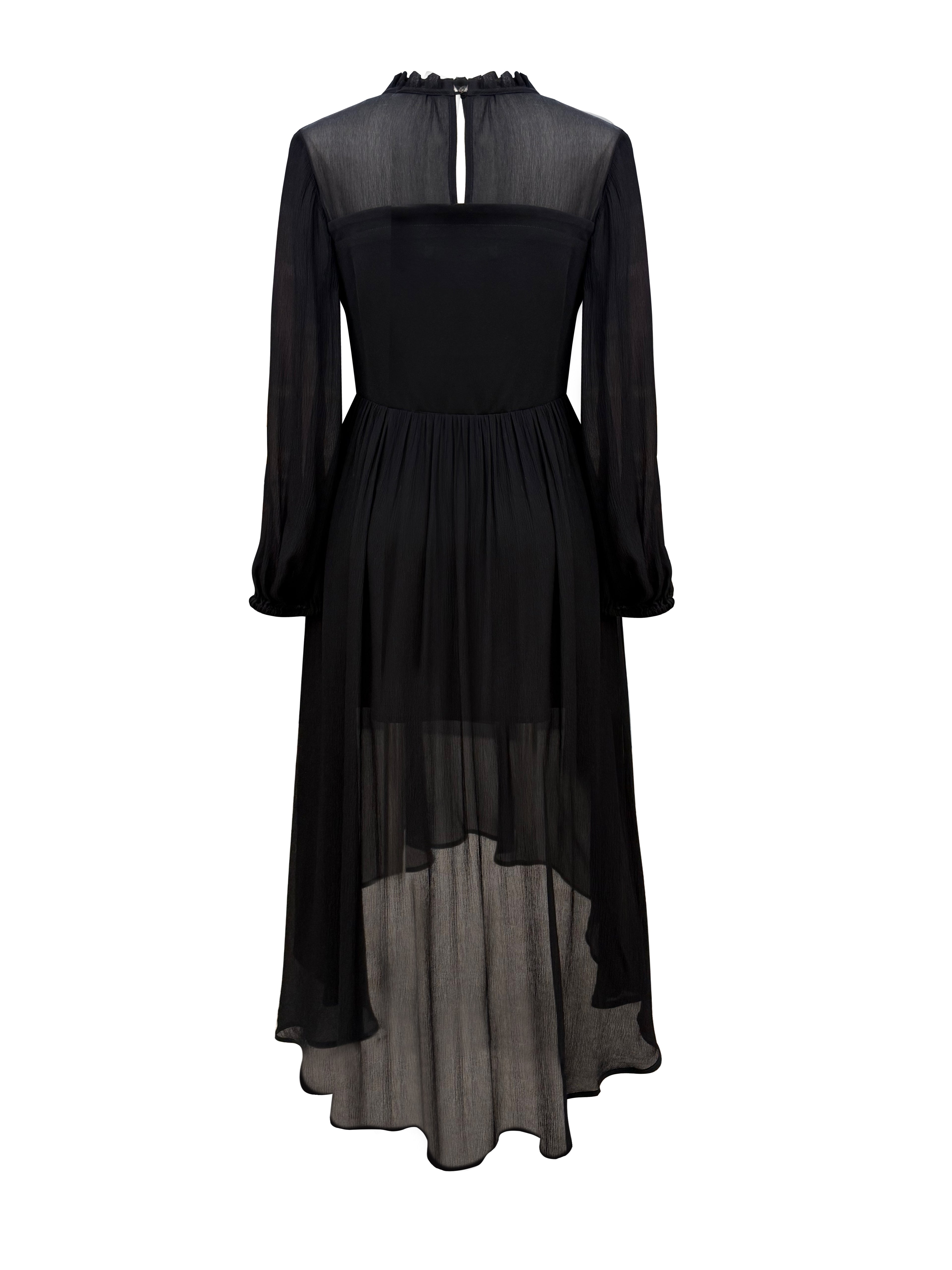 Sheer Overlay Midi Dress