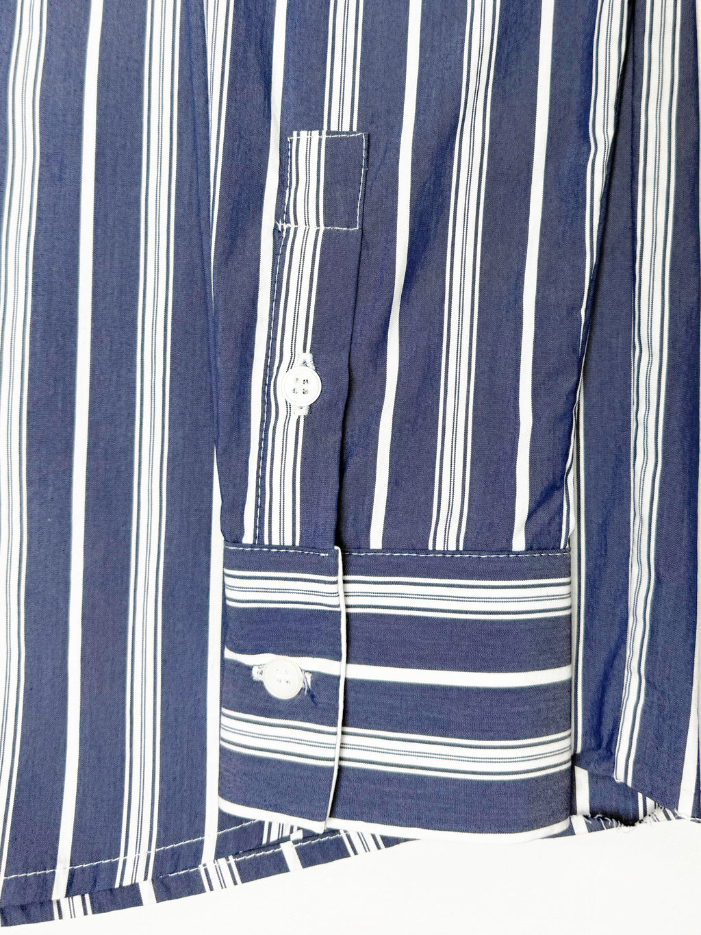 Contrast Collar Stripe Blouse – Blue