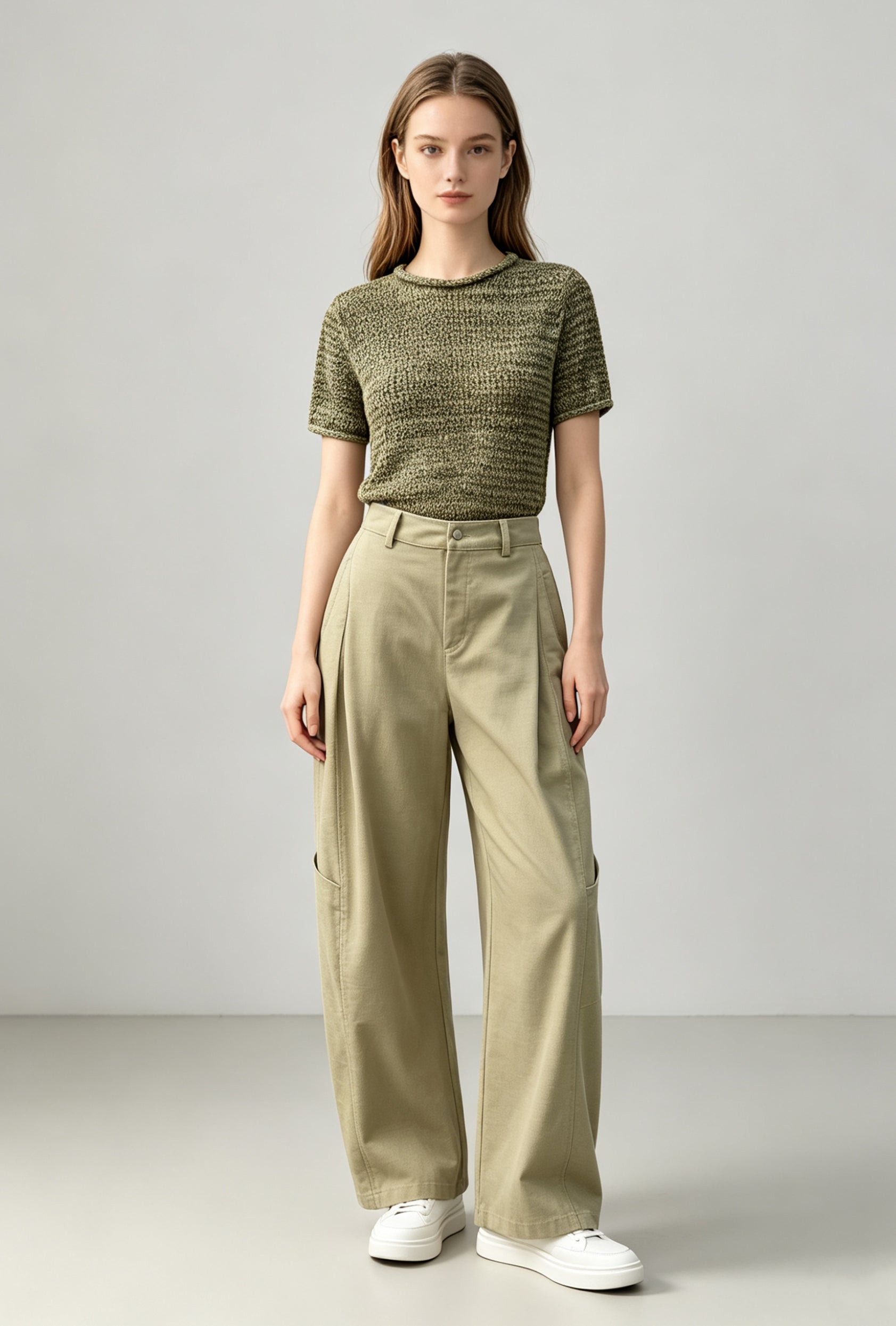 Utility Wide-Leg Lyocell Blend Trousers