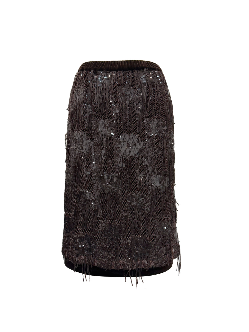 Sequin Fringe Midi Skirt
