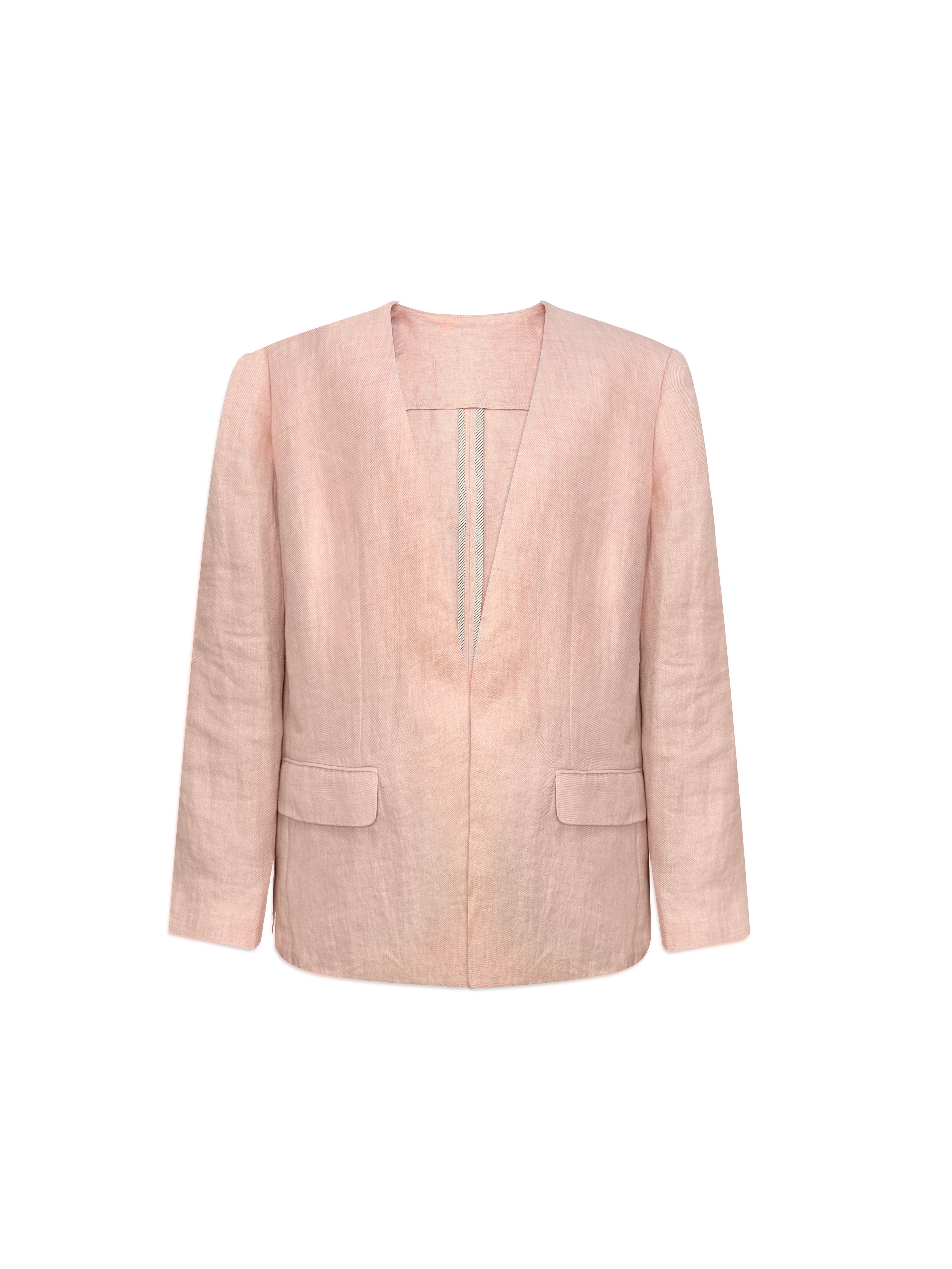 Pure Linen Collarless Blazer - Coming Soon