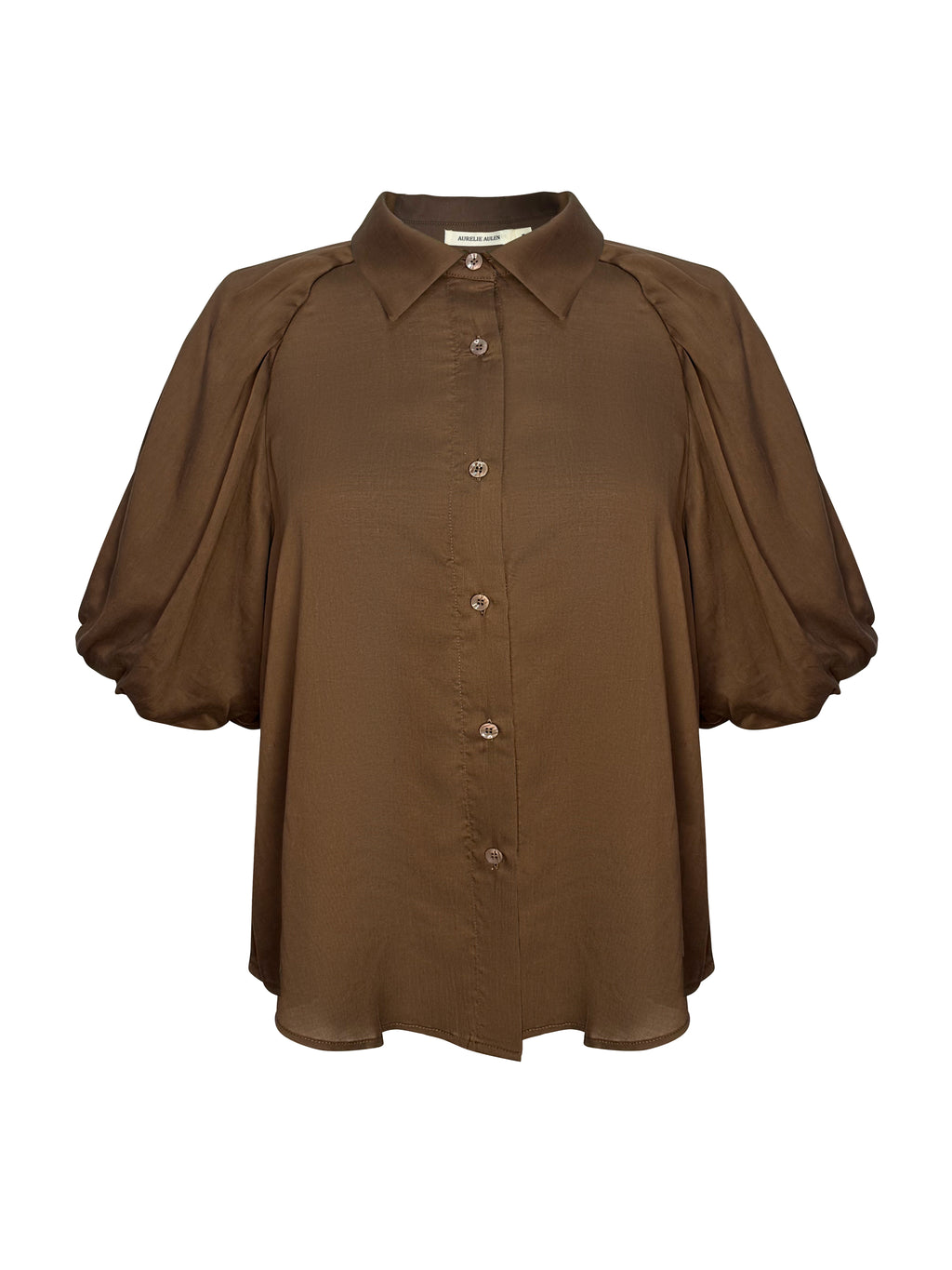 Chocolate Puff Sleeve Lyocell Blouse