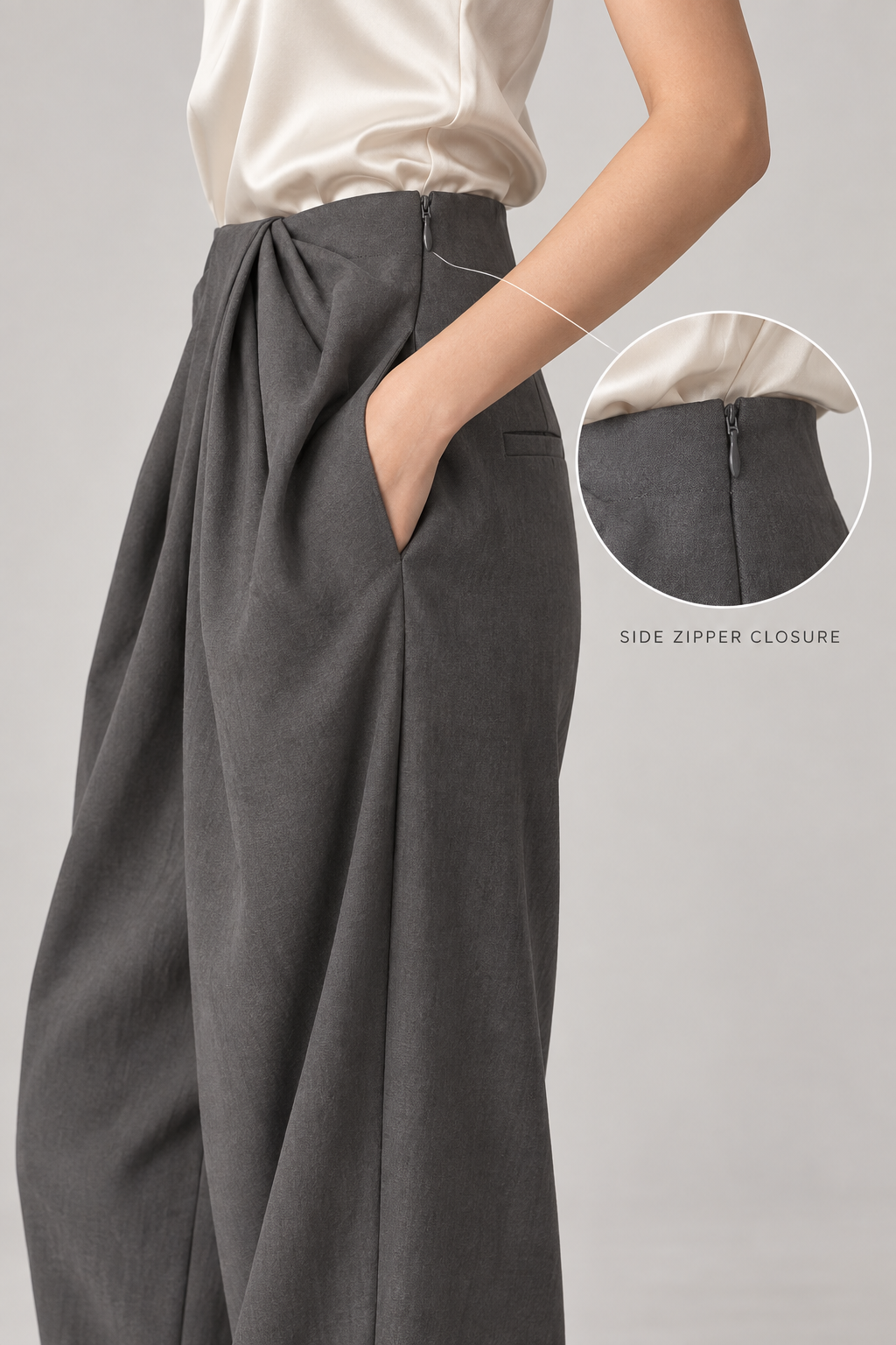 Draped Wide-Leg Pant