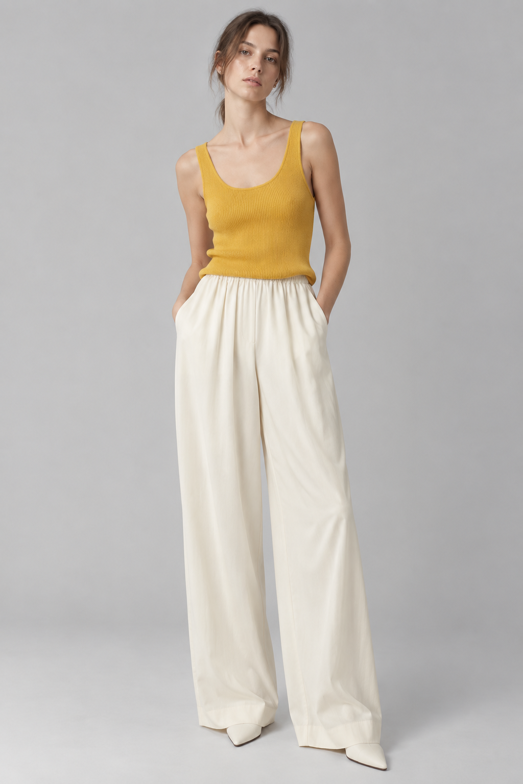 Minimalist Pleated Wide-Leg Trousers