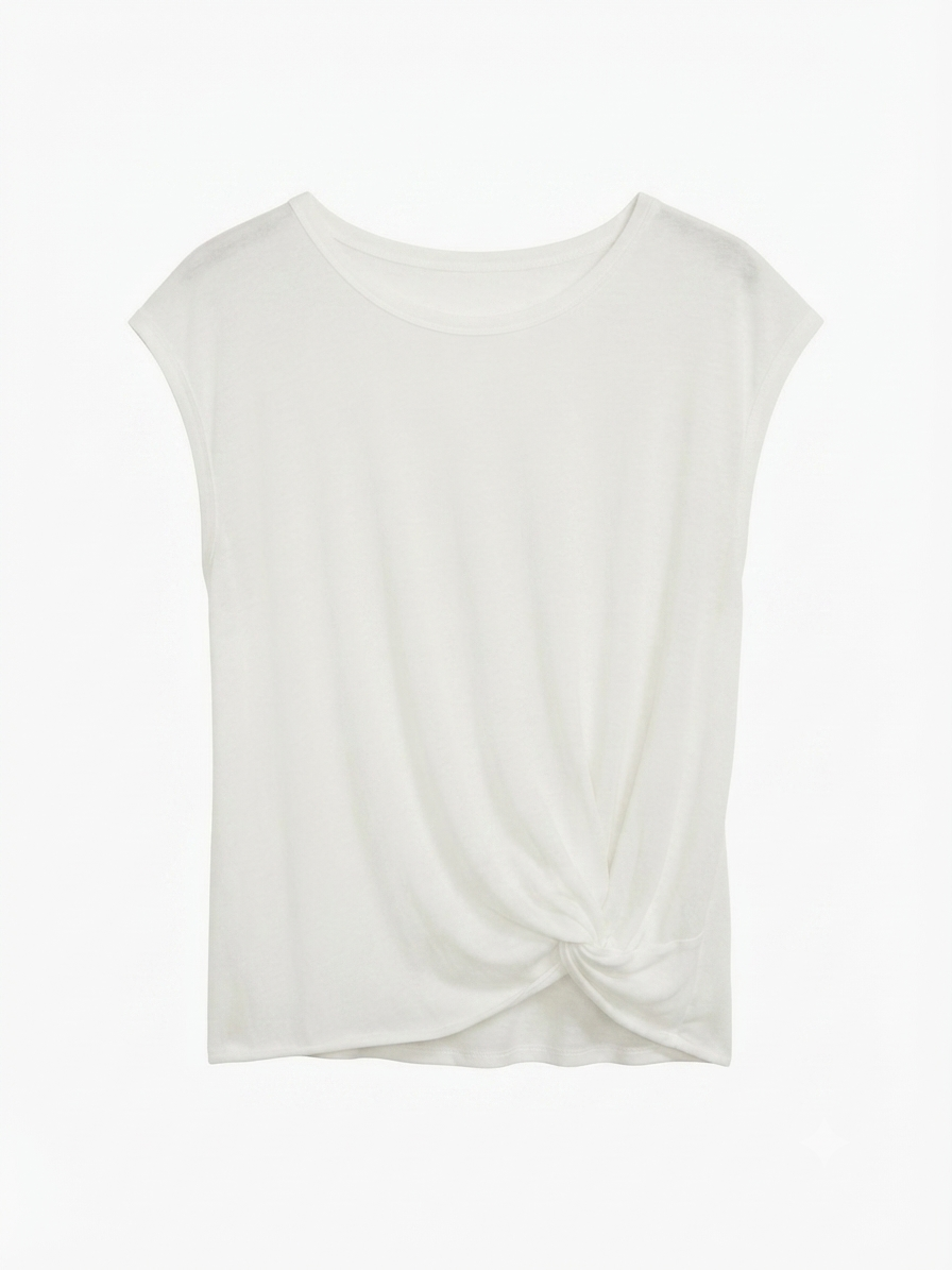 Side-Knot Cap-Sleeve Top