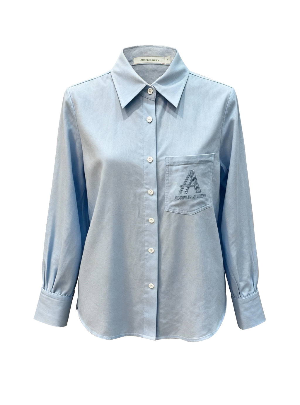 Aurelie Aulen Signature Linen Blend Shirt – Sky Blue