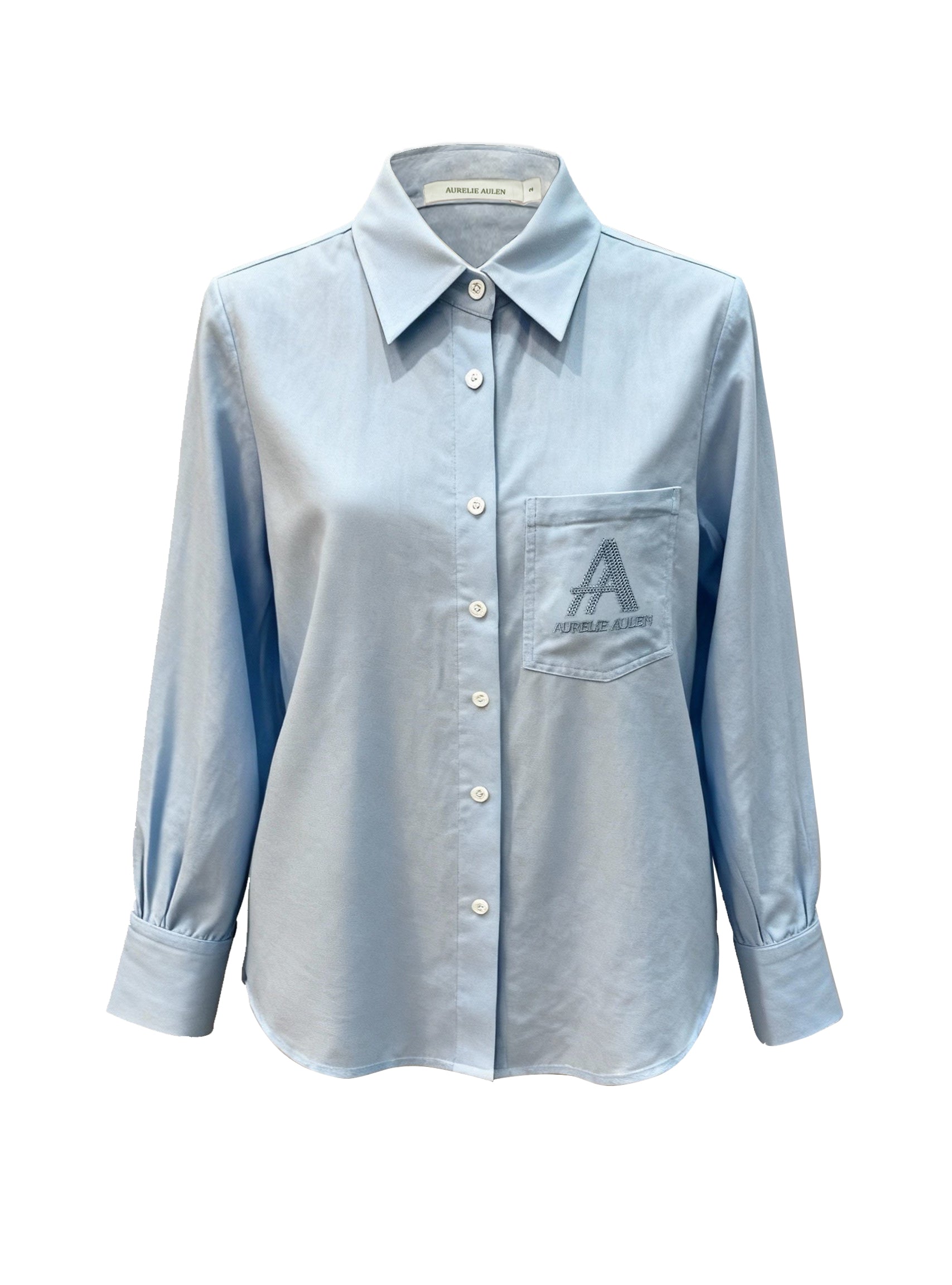 Aurelie Aulen Signature Linen Blend Shirt – Sky Blue
