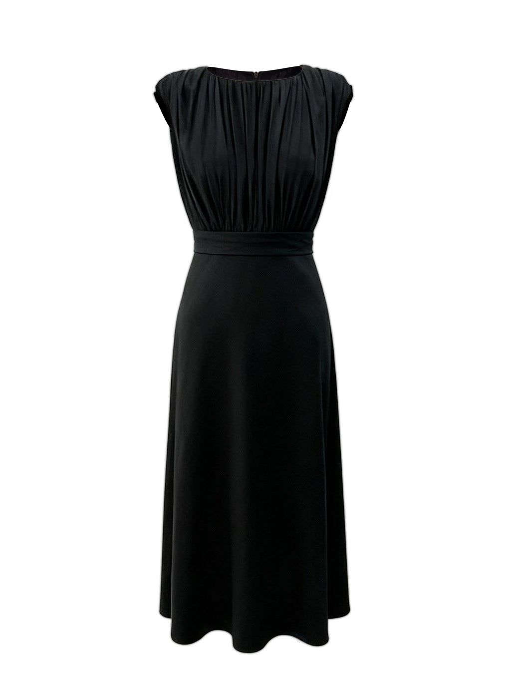 Silk Blend Gathered Midi Dress