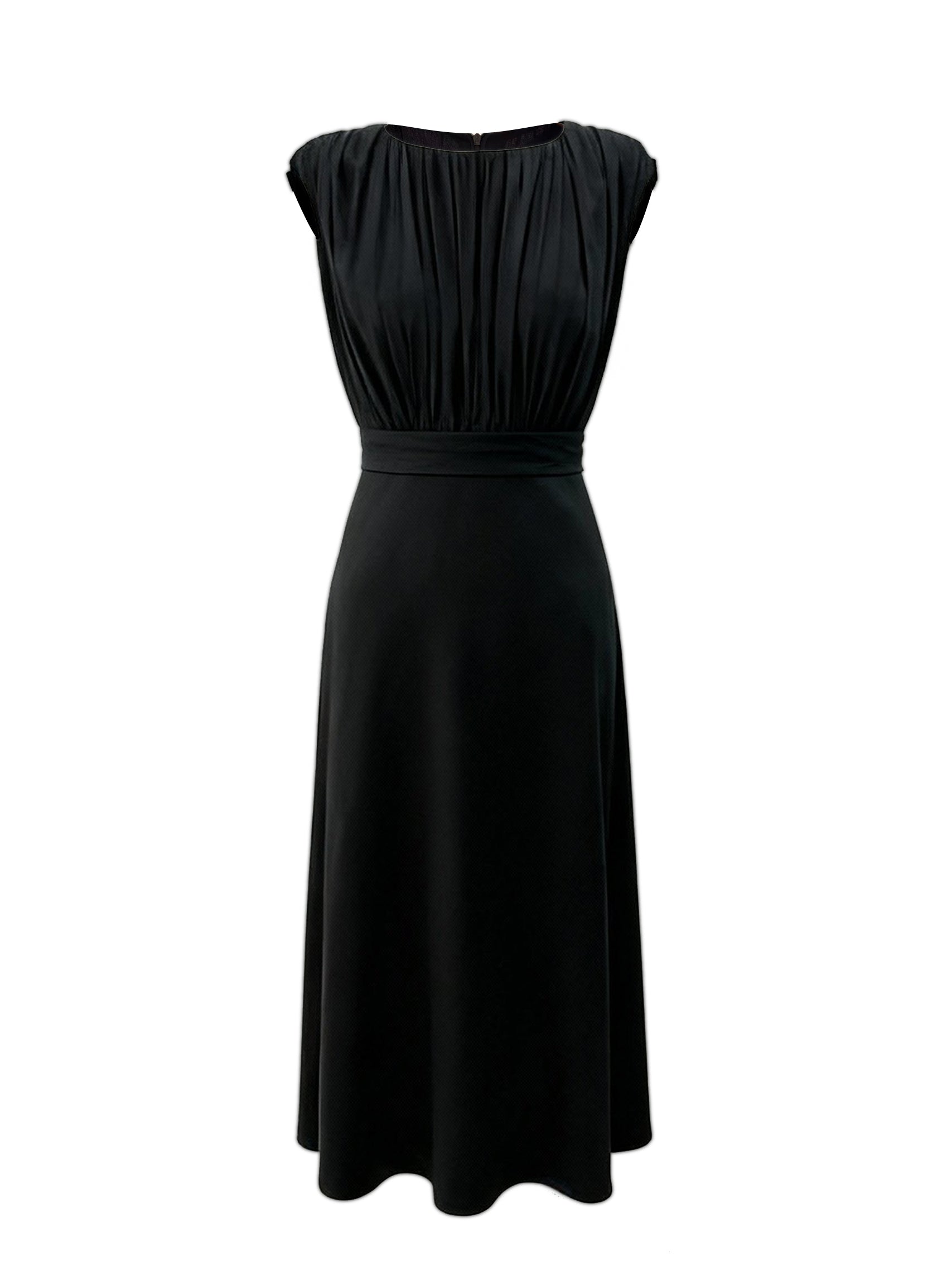 Silk Blend Gathered Midi Dress