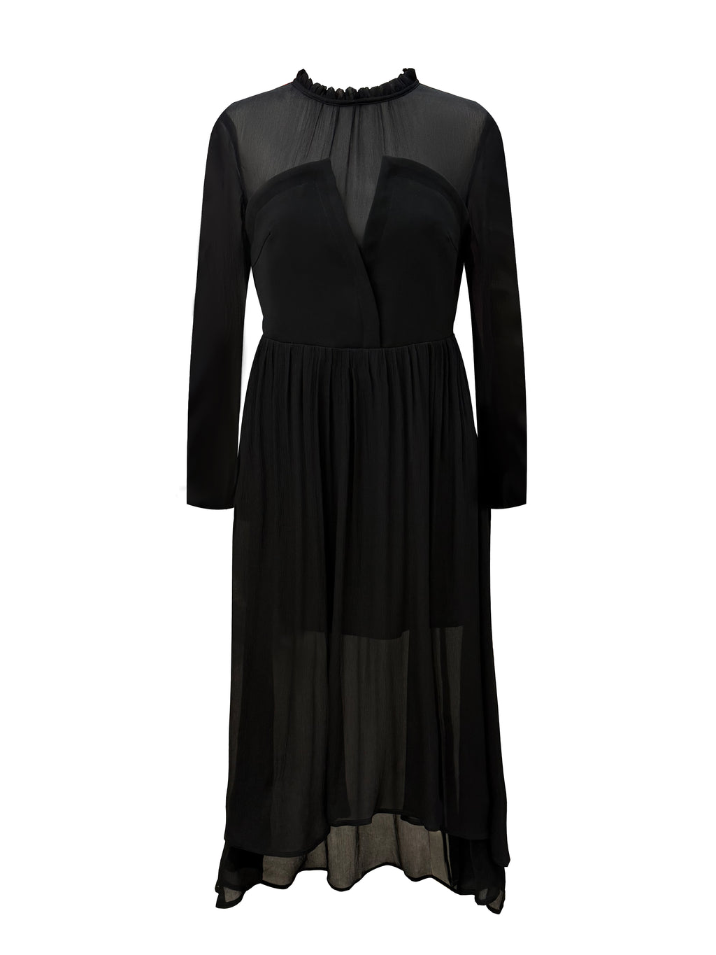 Sheer Overlay Midi Dress
