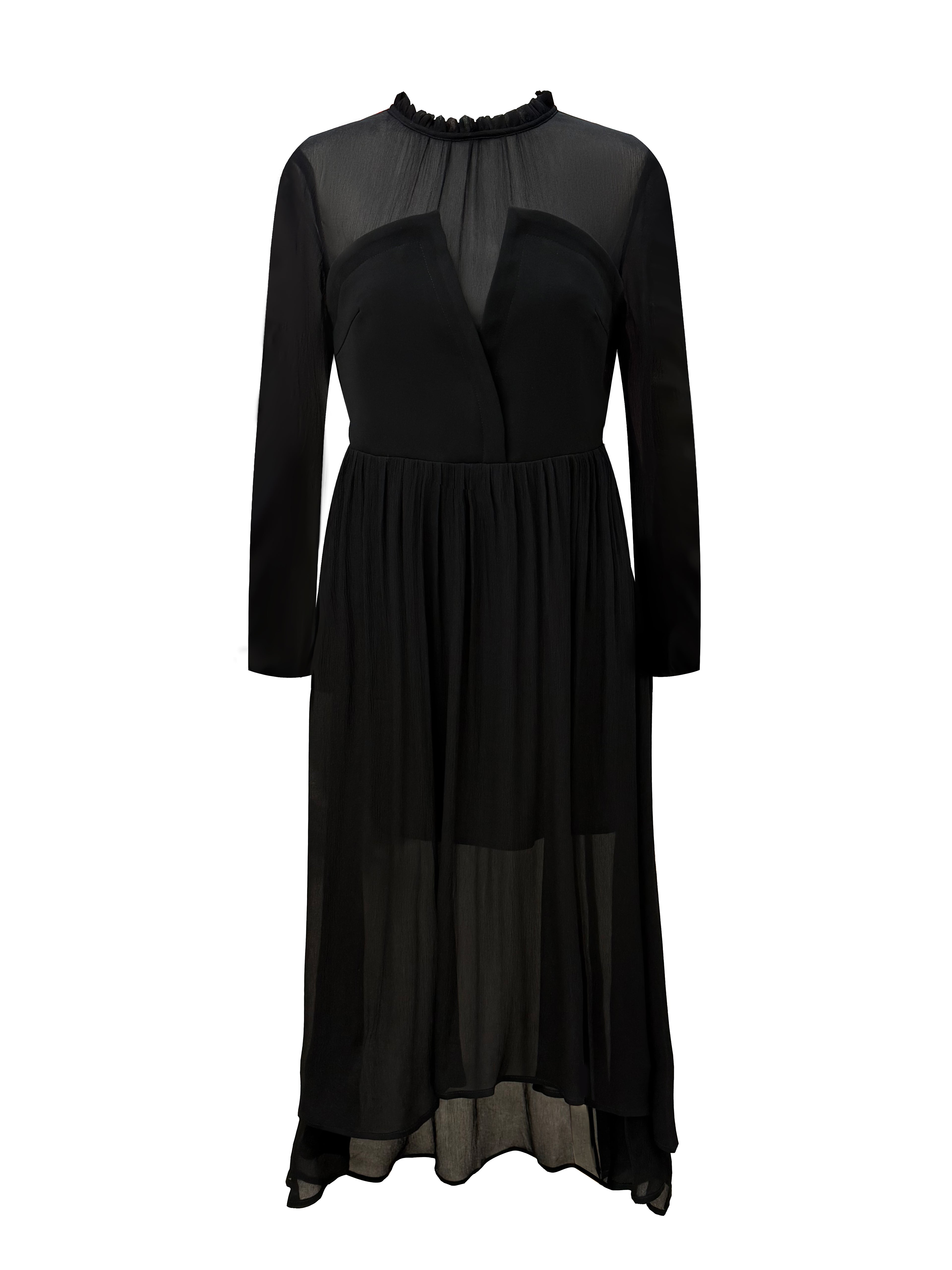 Sheer Overlay Midi Dress