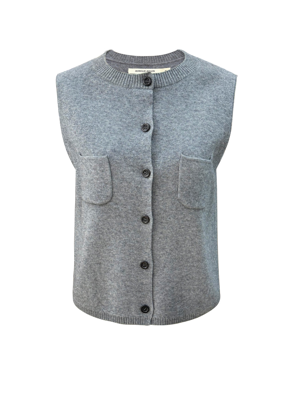 Wool-Blend Knit Button Vest