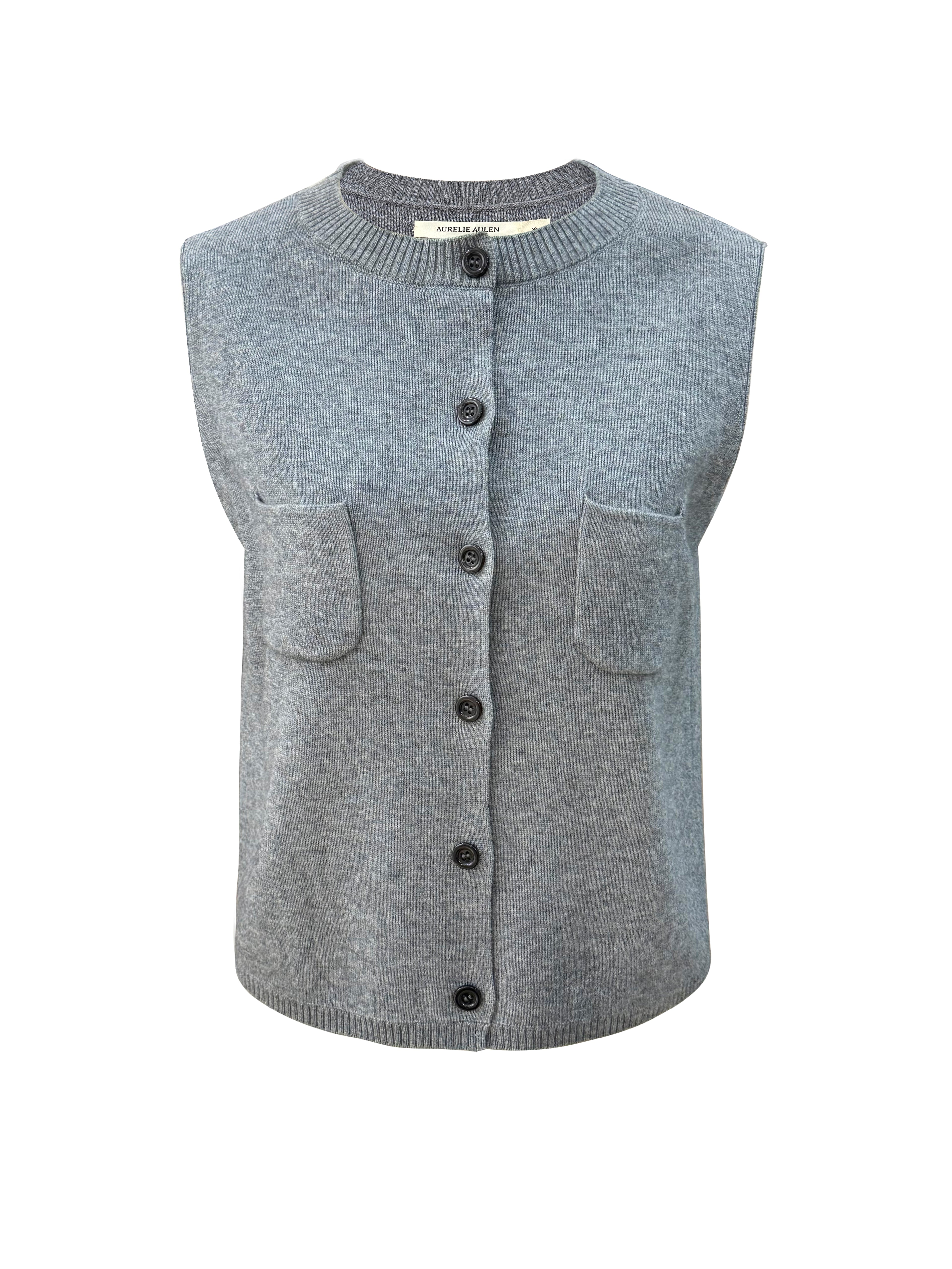 Wool-Blend Knit Button Vest