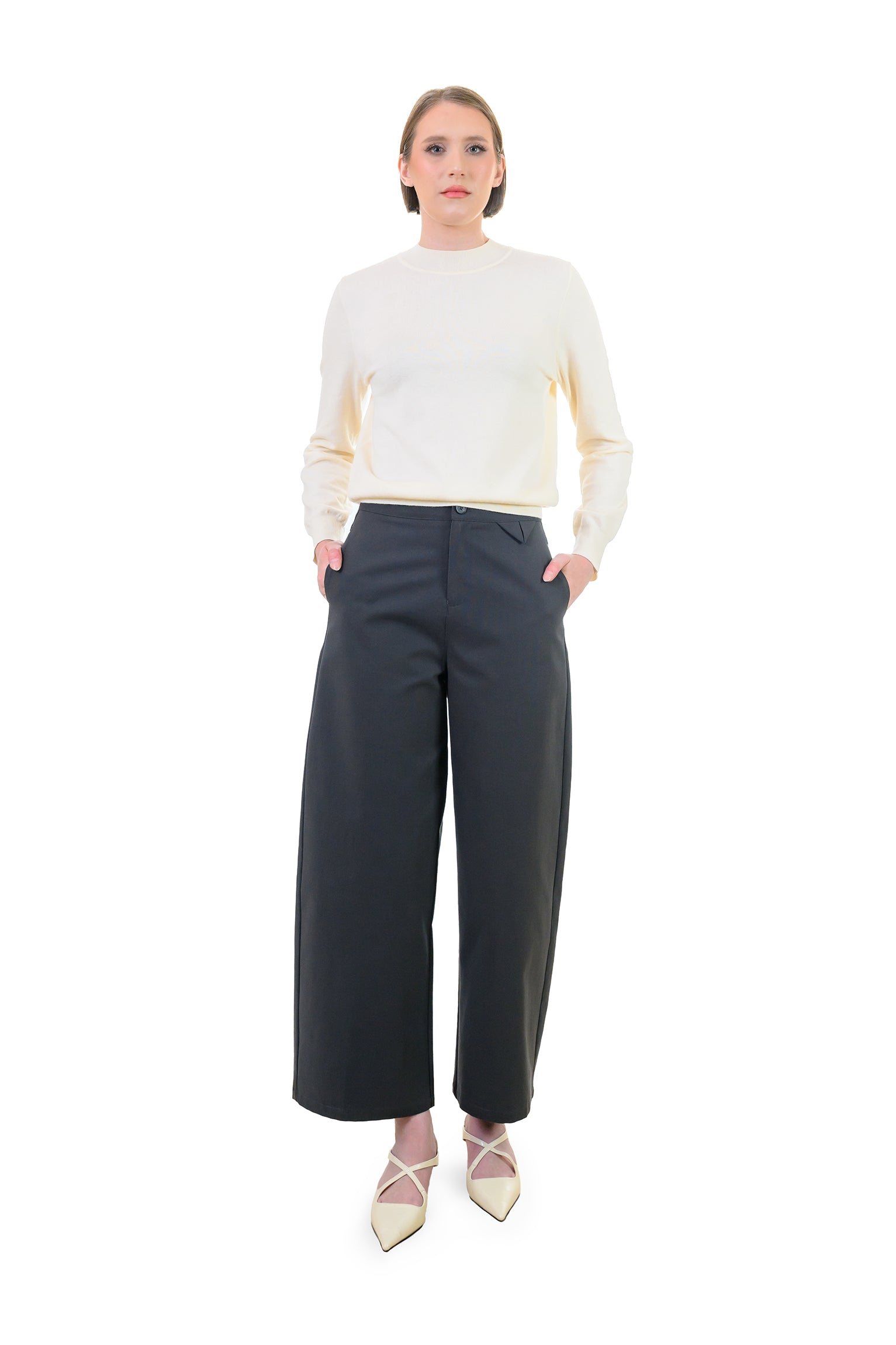 Ash Black Wide-Leg Pants