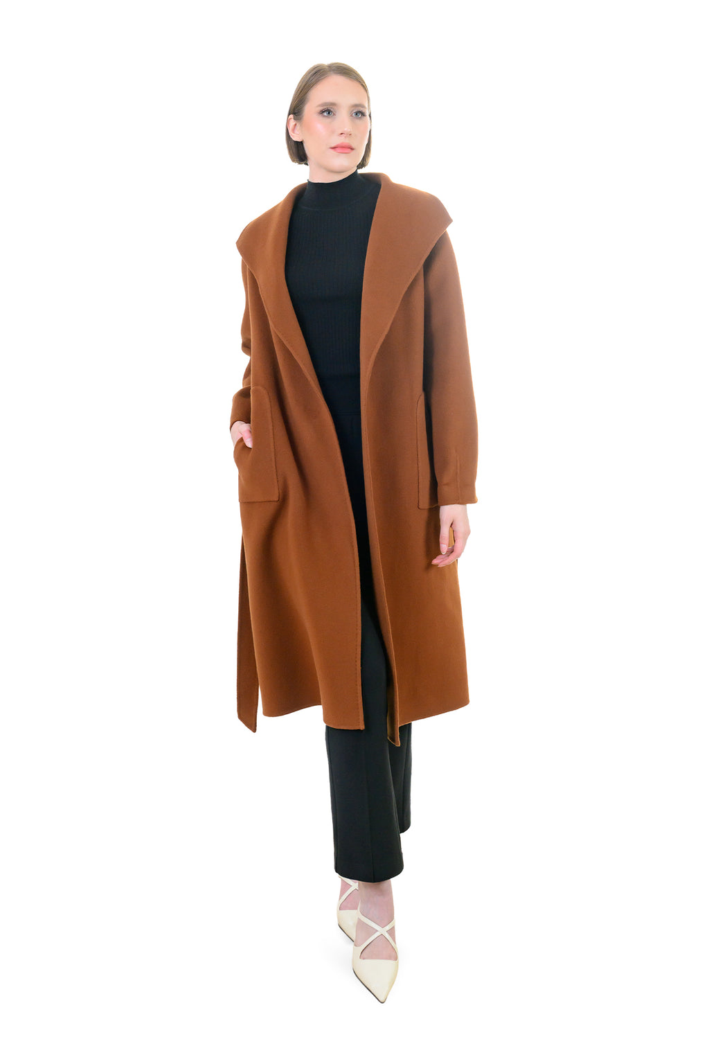 Wide-Lapel Cashmere Coat