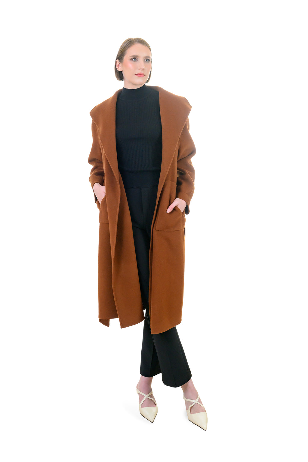 Wide-Lapel Cashmere Coat