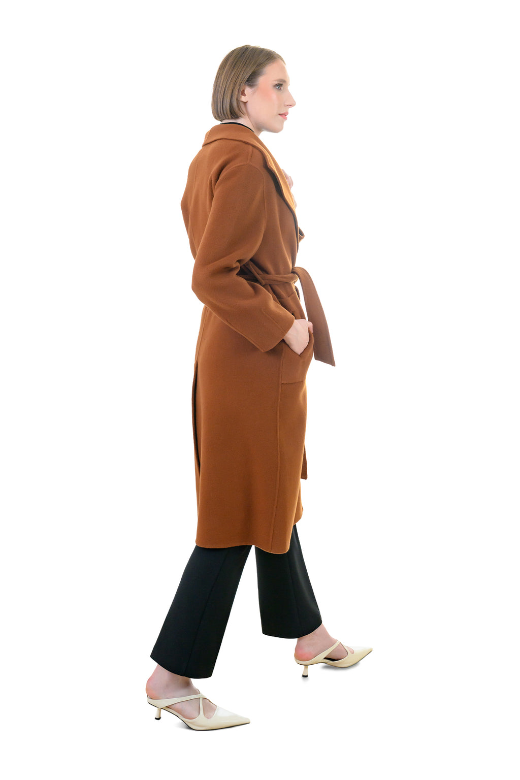 Wide-Lapel Cashmere Coat