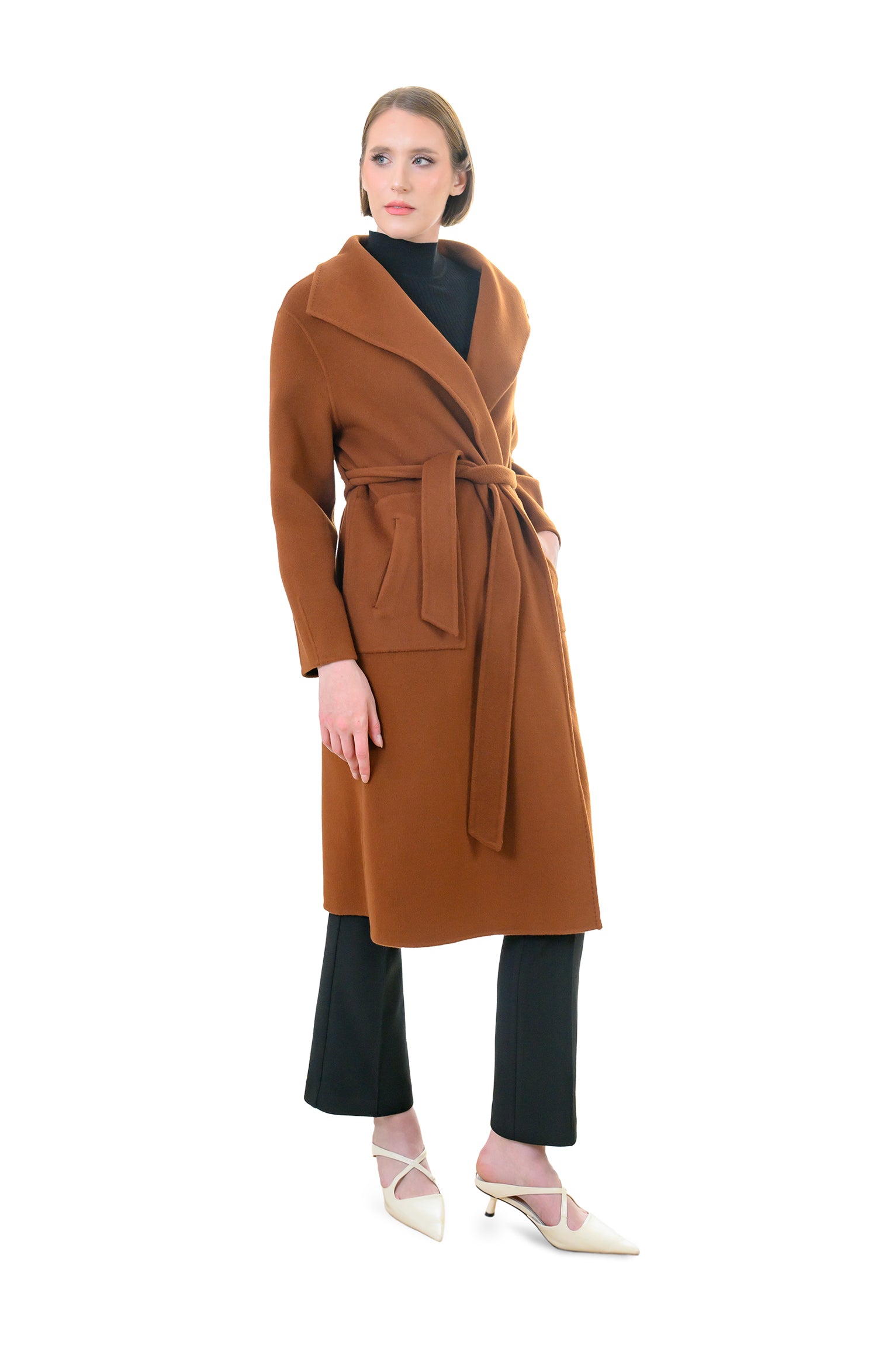Wide-Lapel Cashmere Coat