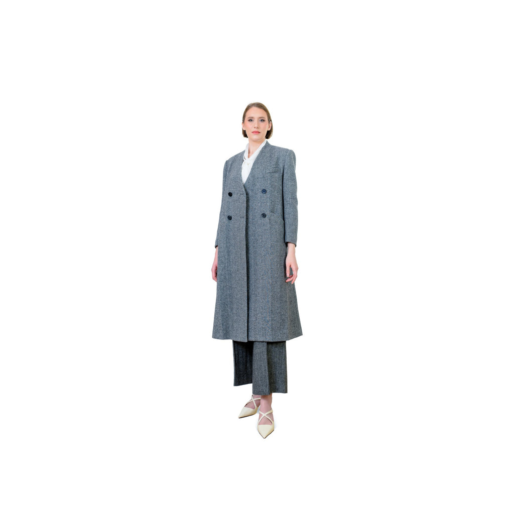 Structured Wool Blend Long Coat