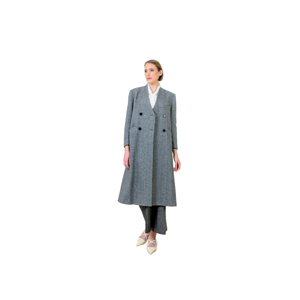 Structured Wool Blend Long Coat
