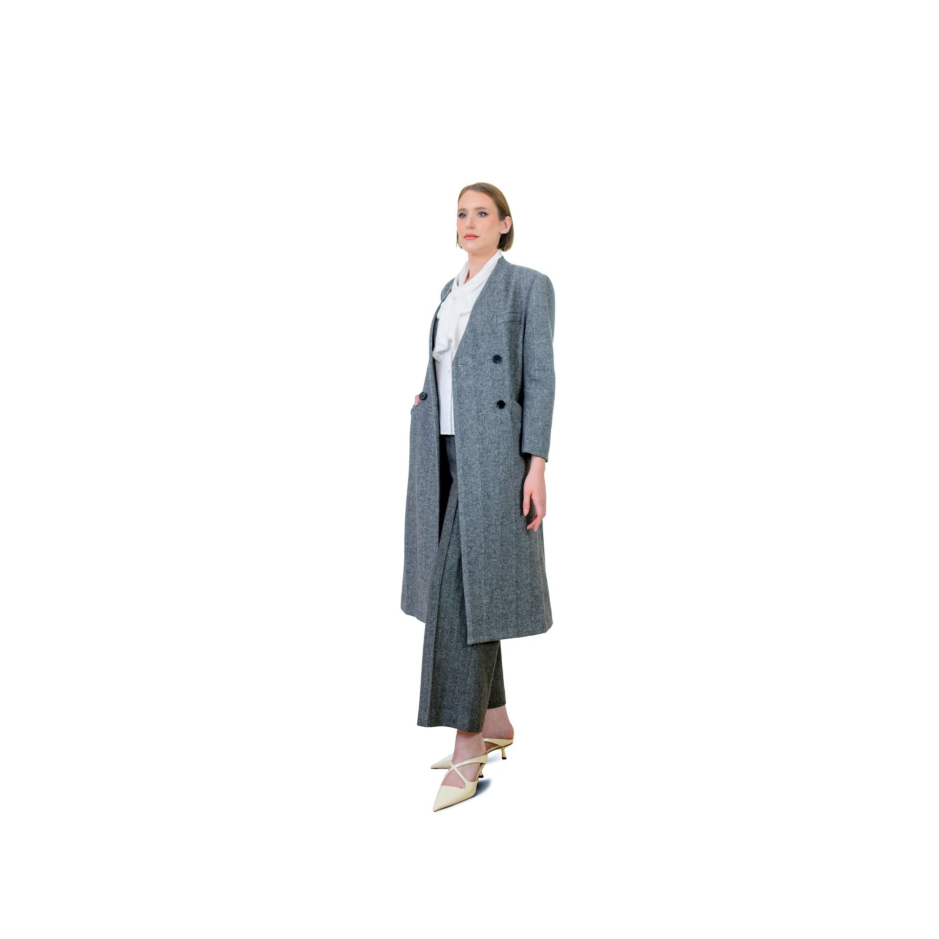 Structured Wool Blend Long Coat