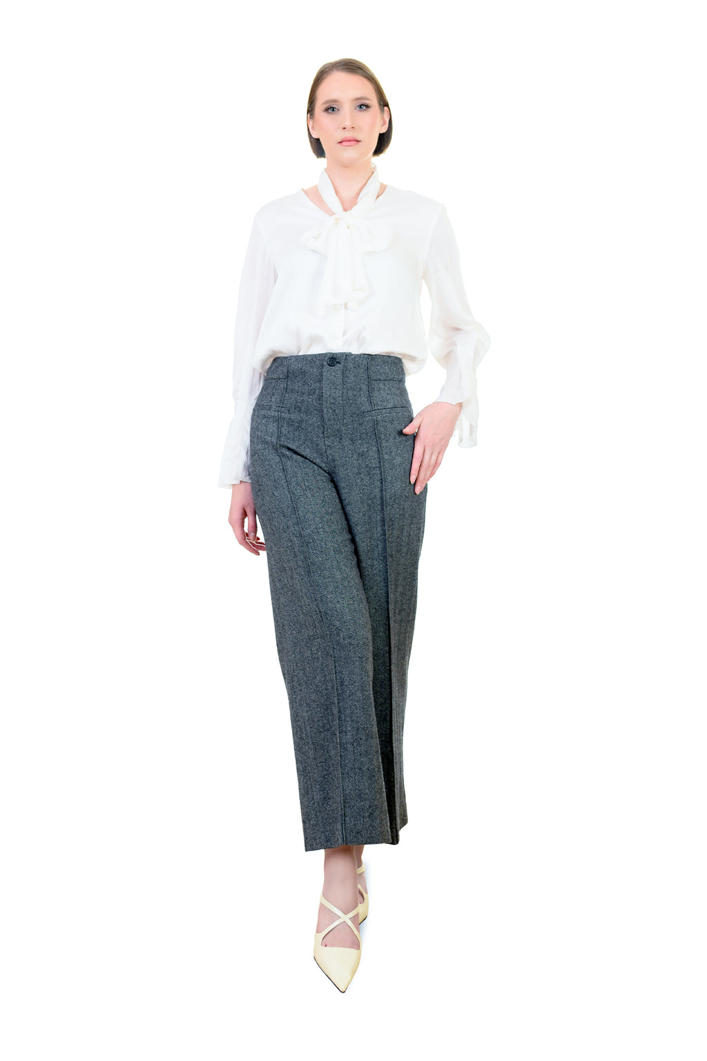 Mid-Night Gray Wool Blend Pants