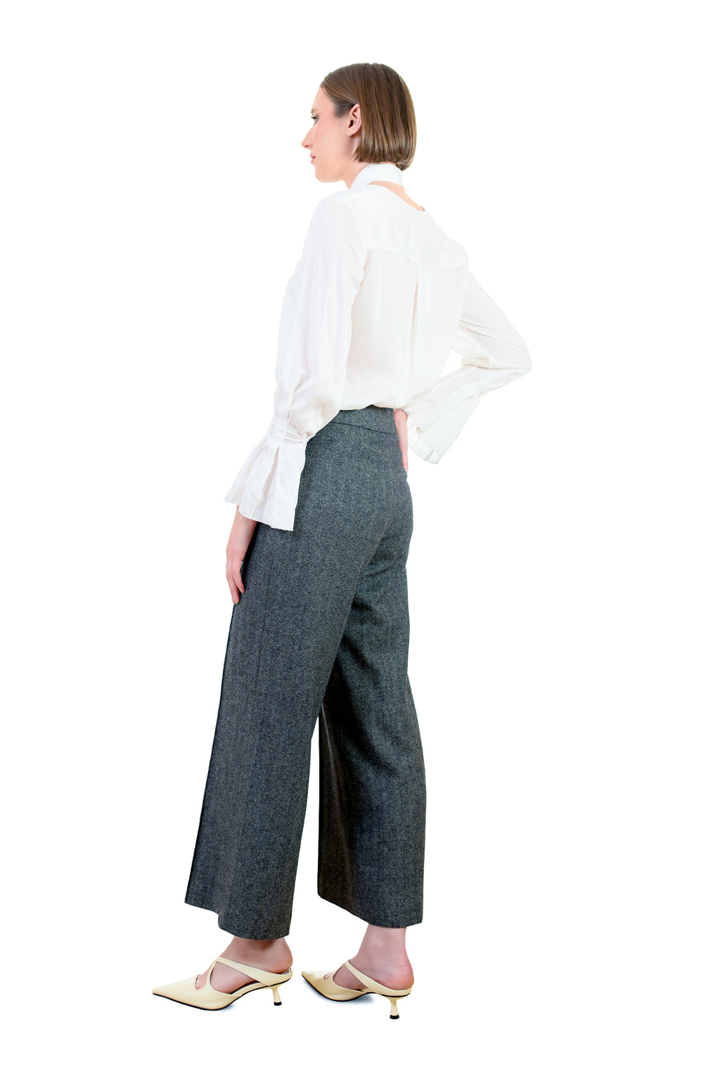 Mid-Night Gray Wool Blend Pants