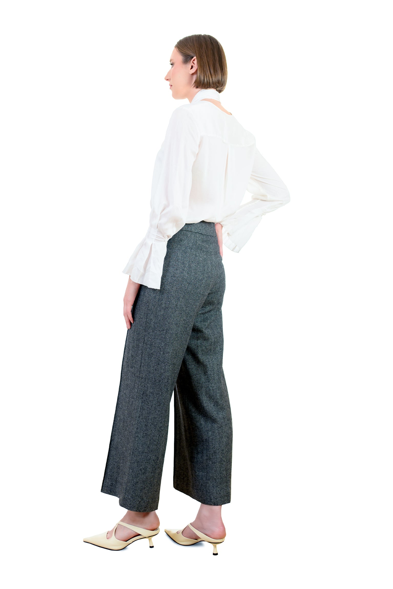 Mid-Night Gray Wool Blend Pants