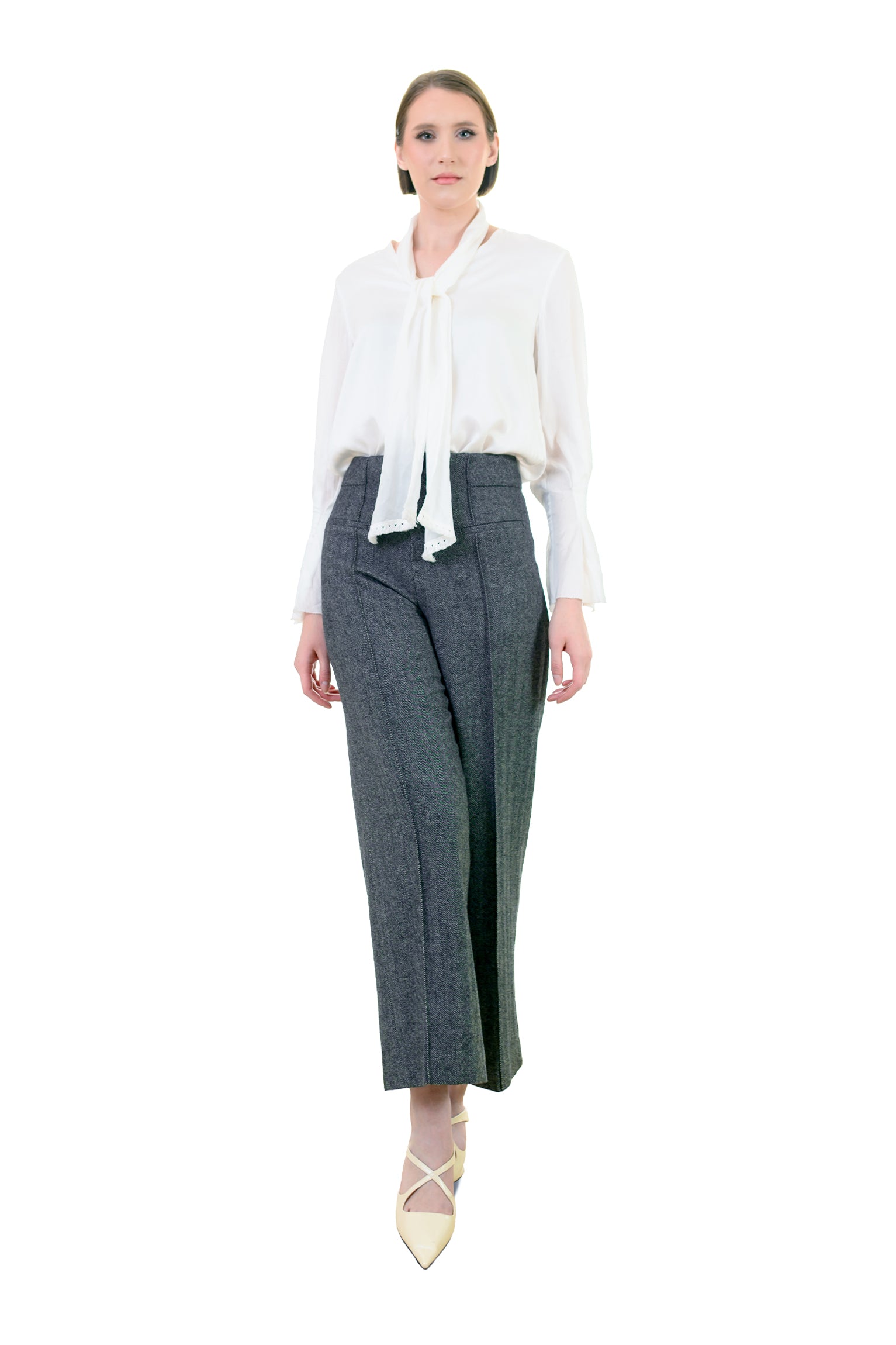 Mid-Night Gray Wool Blend Pants