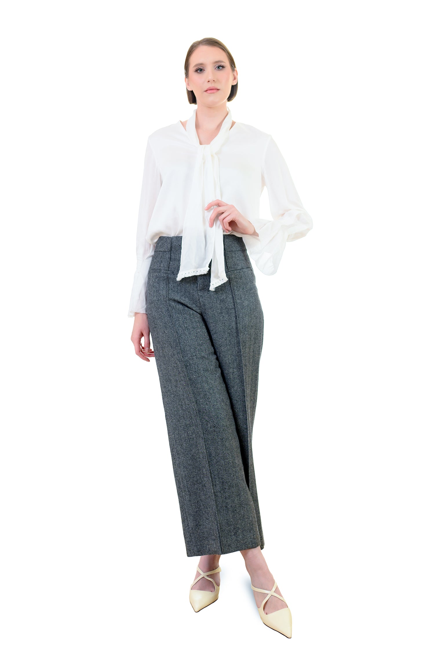 Mid-Night Gray Wool Blend Pants