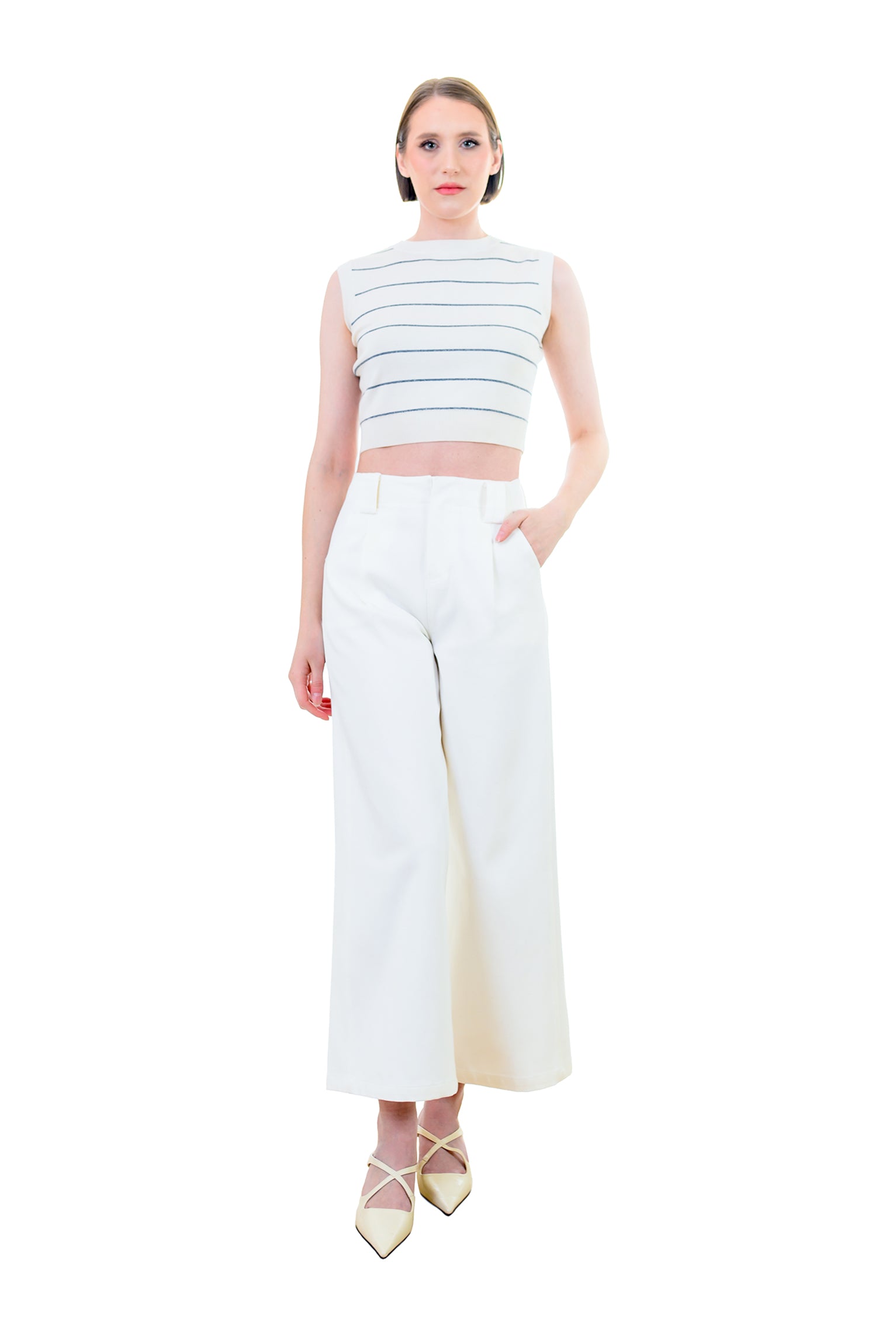 Ivory Wide-Leg Pants