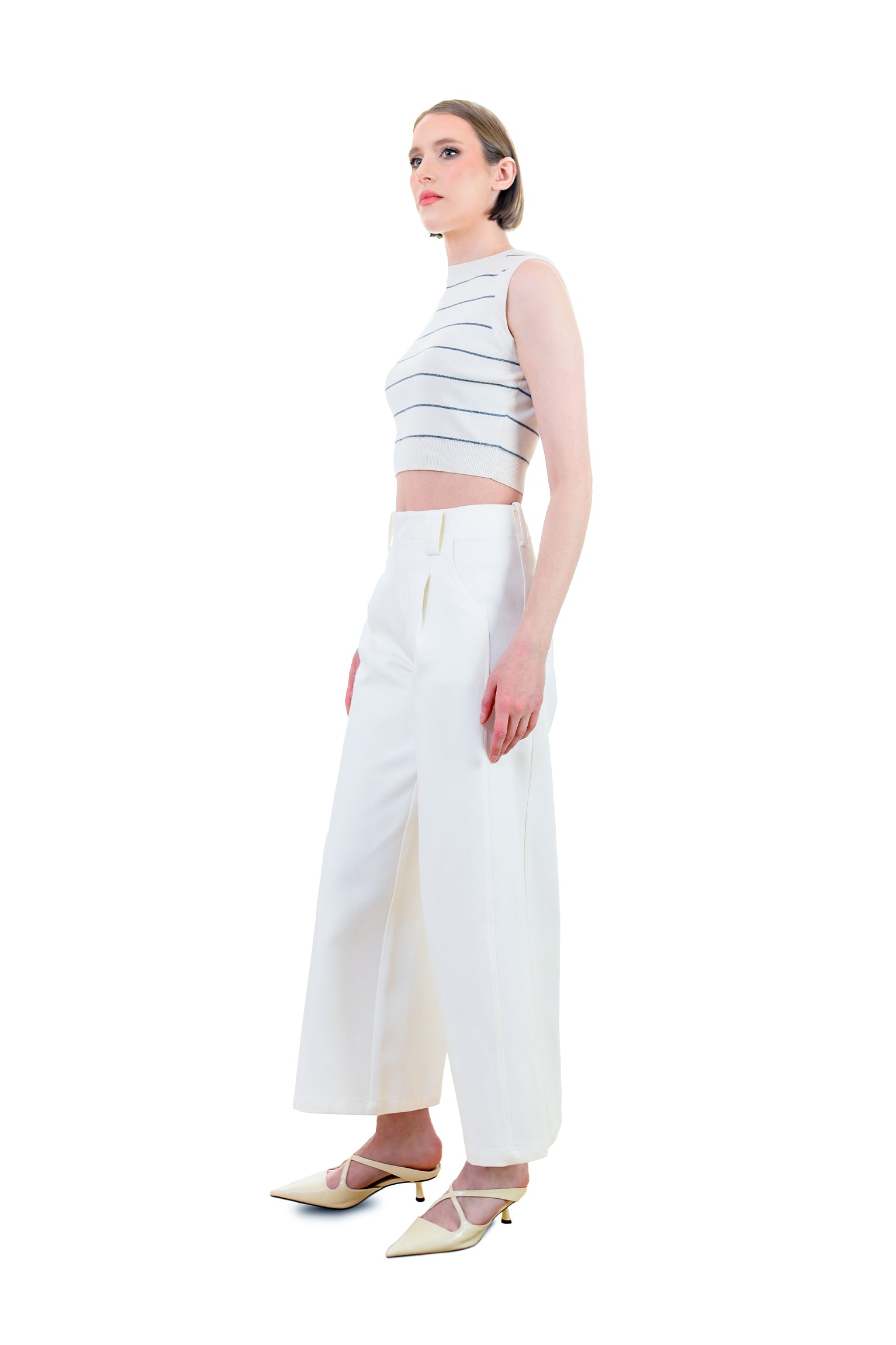 Ivory Wide-Leg Pants